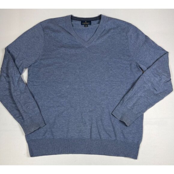 Brooks Brothers Other - Brooks Brothers Men M Blue Supima Cotton V-Neck Sweater Quiet Luxury